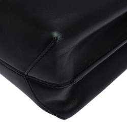 Pre Owned حقيبة توري برش يد علوية Block T جلد سوداء