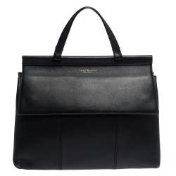 Pre Owned حقيبة توري برش يد علوية Block T جلد سوداء