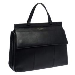 Pre Owned حقيبة توري برش يد علوية Block T جلد سوداء