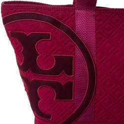 مملوكة مسبقًا Tory Burch Fuchsia Nylon Marion Shopper Tote