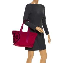 مملوكة مسبقًا Tory Burch Fuchsia Nylon Marion Shopper Tote
