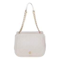 Pre Owned Tory Burch Cream Quilted Leather Bryant Shoulder Bag