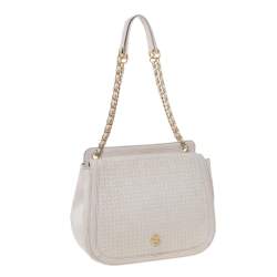 Pre Owned Tory Burch Cream Quilted Leather Bryant Shoulder Bag