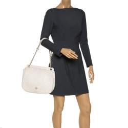 Pre Owned Tory Burch Cream Quilted Leather Bryant Shoulder Bag