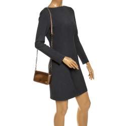 مملوكة مسبقًا Tory Burch Metallic Rose Gold Leather Crossbody Bag