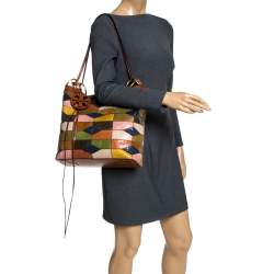 Pre Owned Tory Burch Multicolor Snakeskin and Leather Farah Patchwork Hobo