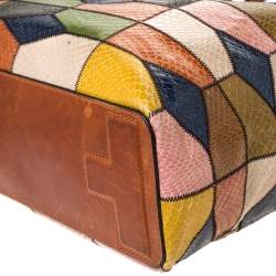 Pre Owned Tory Burch Multicolor Snakeskin and Leather Farah Patchwork Hobo