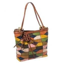 Pre Owned Tory Burch Multicolor Snakeskin and Leather Farah Patchwork Hobo