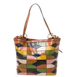 Pre Owned Tory Burch Multicolor Snakeskin and Leather Farah Patchwork Hobo