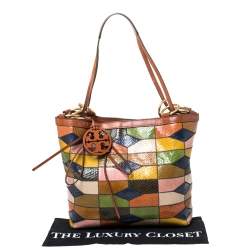 Pre Owned Tory Burch Multicolor Snakeskin and Leather Farah Patchwork Hobo