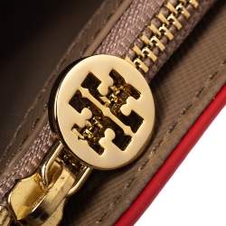 Pre Owned Tory Burch Orange Leather Robinson Envelope Flap Wallet