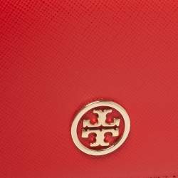 Pre Owned Tory Burch Orange Leather Robinson Envelope Flap Wallet