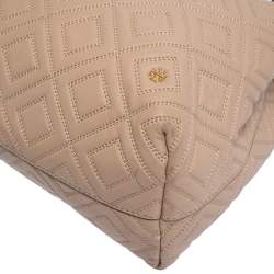 مملوكة مسبقًا Tory Burch Beige Quilted Leather Fleming Tote