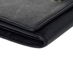 Pre Owned Tory Burch Black Leather Robinson Flap Chain Clutch Bag