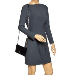 Pre Owned Tory Burch Black Leather Robinson Flap Chain Clutch Bag