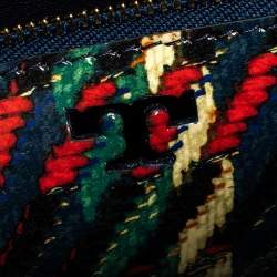 Pre Owned Tory Burch Multicolor Coated Canvas and Tweed Top Handle Bag