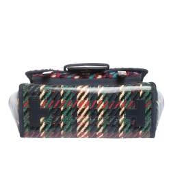 Pre Owned Tory Burch Multicolor Coated Canvas and Tweed Top Handle Bag