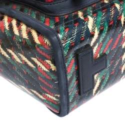 Pre Owned Tory Burch Multicolor Coated Canvas and Tweed Top Handle Bag