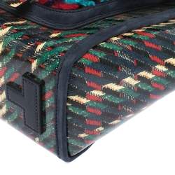 Pre Owned Tory Burch Multicolor Coated Canvas and Tweed Top Handle Bag