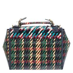 Pre Owned Tory Burch Multicolor Coated Canvas and Tweed Top Handle Bag