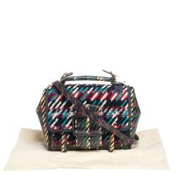 Pre Owned Tory Burch Multicolor Coated Canvas and Tweed Top Handle Bag