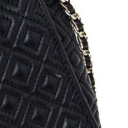 مملوكة مسبقًا حقيبة كتف توري برش سلسلة قلاب ماريون جلد مبطنة سوداء