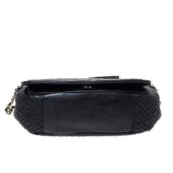 مملوكة مسبقًا حقيبة كتف توري برش سلسلة قلاب ماريون جلد مبطنة سوداء