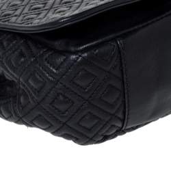 مملوكة مسبقًا حقيبة كتف توري برش سلسلة قلاب ماريون جلد مبطنة سوداء