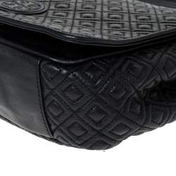 مملوكة مسبقًا حقيبة كتف توري برش سلسلة قلاب ماريون جلد مبطنة سوداء