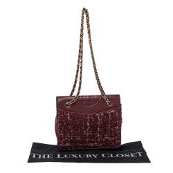 مملوكة مسبقًا Tory Burch Red Tweed and Leather Fleming Chain Shoulder Bag