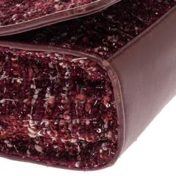 مملوكة مسبقًا Tory Burch Red Tweed and Leather Fleming Chain Shoulder Bag