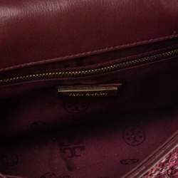 مملوكة مسبقًا Tory Burch Red Tweed and Leather Fleming Chain Shoulder Bag