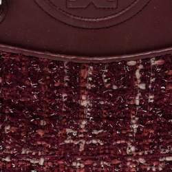 مملوكة مسبقًا Tory Burch Red Tweed and Leather Fleming Chain Shoulder Bag