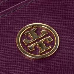 Pre Owned حافظة بطاقات توري بورش "روبينسون" جلد بنفسجي