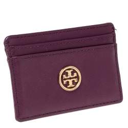 Pre Owned حافظة بطاقات توري بورش "روبينسون" جلد بنفسجي