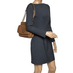 Pre Owned Tory Burch Tan Leather Chelsea Flap Shoulder Bag