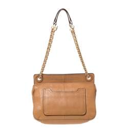 Pre Owned Tory Burch Tan Leather Chelsea Flap Shoulder Bag