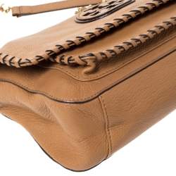 Pre Owned Tory Burch Tan Leather Chelsea Flap Shoulder Bag