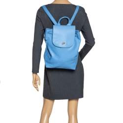 Pre Owned Tory Burch Blue Leather Brody Drawstring Backpack