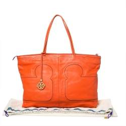 مملوكة مسبقًا Tory Burch Orange Leather Shopper Tote
