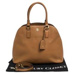 Pre Owned حقيبة توري برش قبة روبينسون جلد بنية