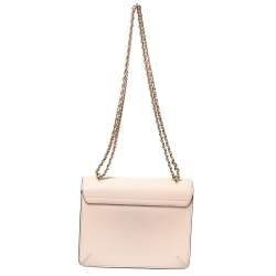 Pre Owned Tory Burch Coral Pink Leather Flap Shoulder Bag