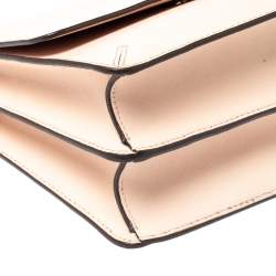 Pre Owned Tory Burch Coral Pink Leather Flap Shoulder Bag