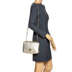 مملوكة مسبقًا Tory Burch Gold Leather Mercer Shoulder Bag
