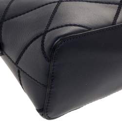 Pre Owned حقيبة توري برش دوم ميني روبنسون جلد أزرق كحلي محاكة