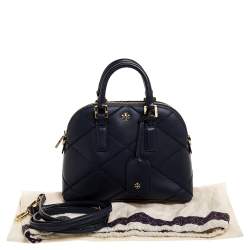 Pre Owned حقيبة توري برش دوم ميني روبنسون جلد أزرق كحلي محاكة