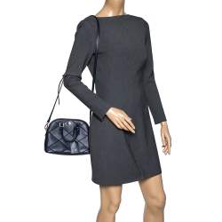 Pre Owned حقيبة توري برش دوم ميني روبنسون جلد أزرق كحلي محاكة