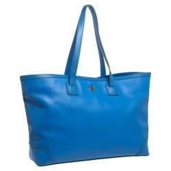 مملوكة مسبقًا Tory Burch Blue Leather Shopper Tote