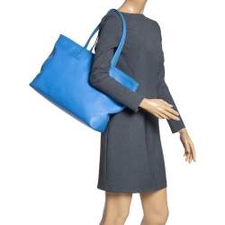 مملوكة مسبقًا Tory Burch Blue Leather Shopper Tote