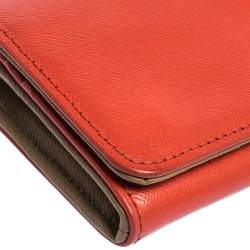 Pre Owned Tory Burch Red Leather Robinson Flap Continental Wallet